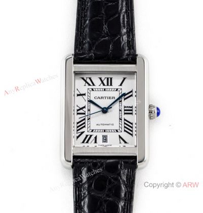 (ER)Swiss replica Cartier Tank Solo Automatic 31mm Watch White Dial Leather Strap